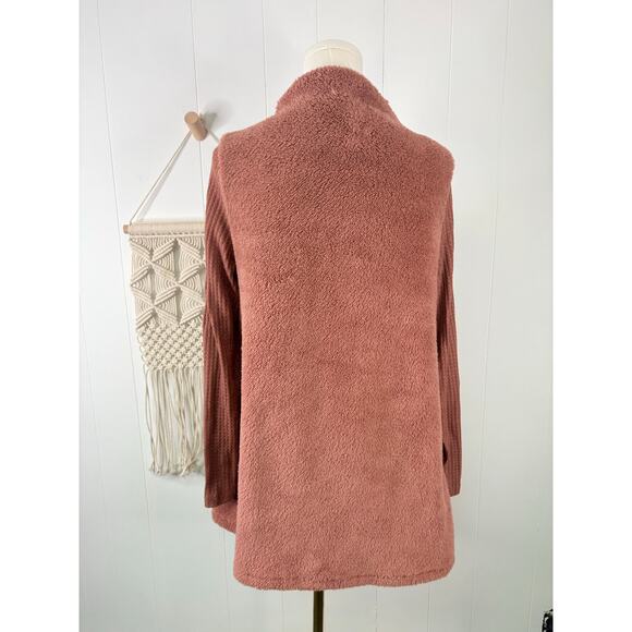 Jodifl Plush Faux Fur Teddy Coat Size Medium Cardigan Sweater Mauve - Picture 5 of 8